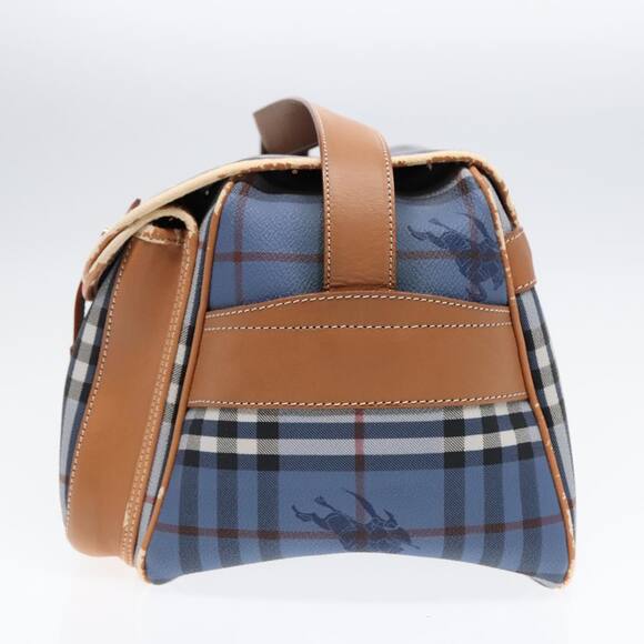 Burberry Nova Check Shoulder Bag Pvc Leather Blue Gold - Picture 5 of 16